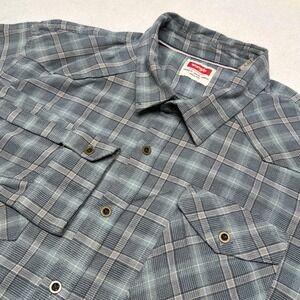Wrangler Western Button Up Shirt Plaid Long Sleeve Cotton Blend Blue Mens 3XL